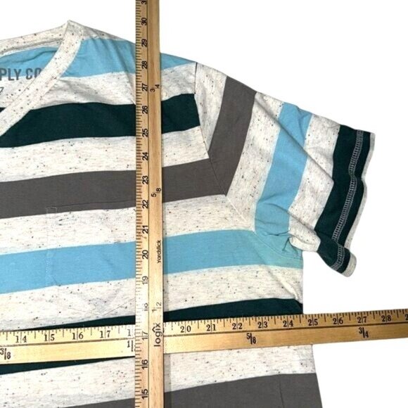 Mossimo Supply Co XXL Mens Striped Short Sleeve V-Neck T-Shirt - Picture 4 of 4
